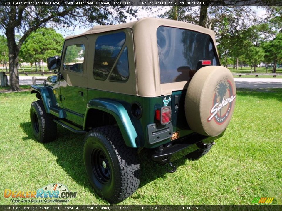 2000 Jeep Wrangler Sahara 4x4 Forest Green Pearl / Camel/Dark Green Photo #22