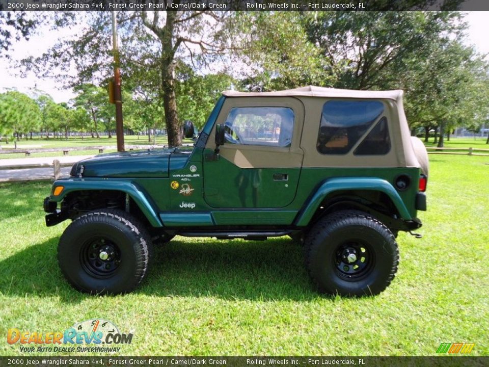 2000 Jeep Wrangler Sahara 4x4 Forest Green Pearl / Camel/Dark Green Photo #28