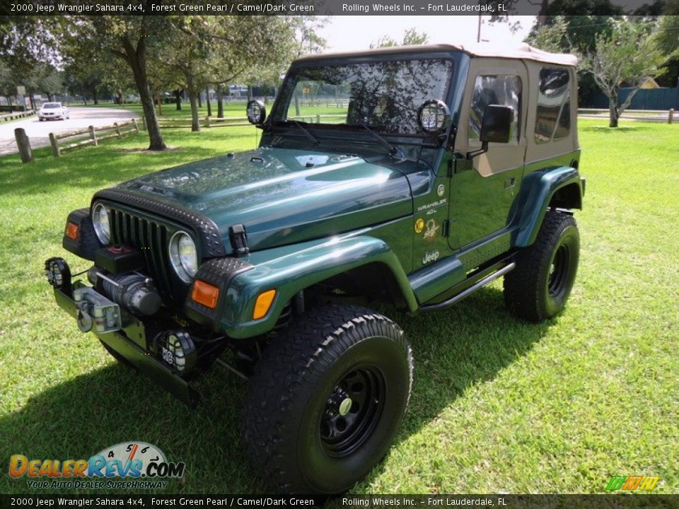 2000 Jeep Wrangler Sahara 4x4 Forest Green Pearl / Camel/Dark Green Photo #29