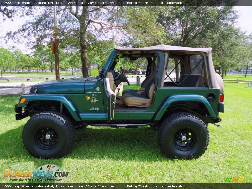 2000 Jeep Wrangler Sahara 4x4 Forest Green Pearl / Camel/Dark Green Photo #31