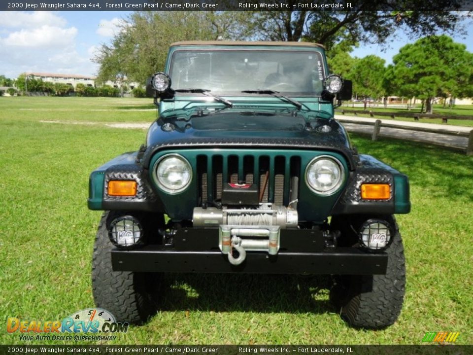 2000 Jeep Wrangler Sahara 4x4 Forest Green Pearl / Camel/Dark Green Photo #35