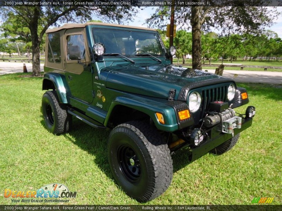 2000 Jeep Wrangler Sahara 4x4 Forest Green Pearl / Camel/Dark Green Photo #36