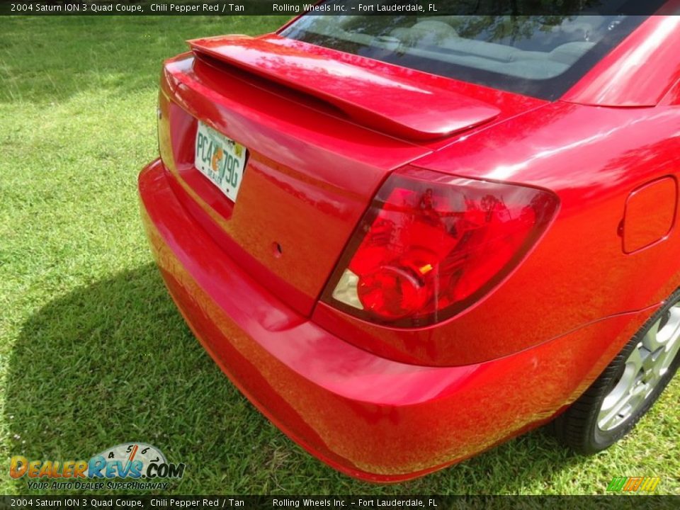 2004 Saturn ION 3 Quad Coupe Chili Pepper Red / Tan Photo #22
