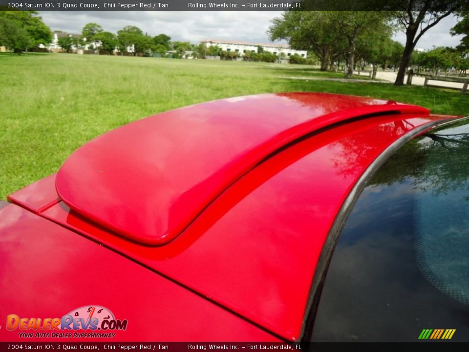 2004 Saturn ION 3 Quad Coupe Chili Pepper Red / Tan Photo #32