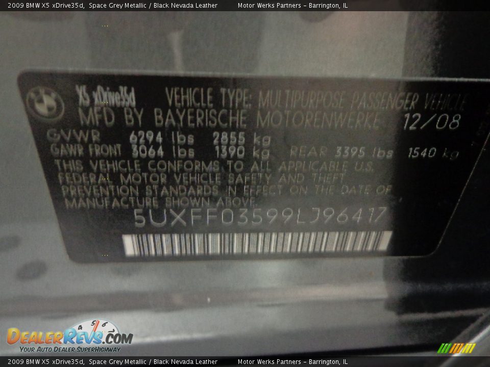 2009 BMW X5 xDrive35d Space Grey Metallic / Black Nevada Leather Photo #13