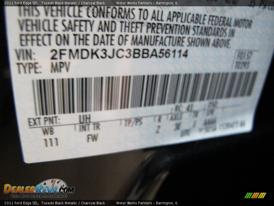 2011 Ford Edge SEL Tuxedo Black Metallic / Charcoal Black Photo #36