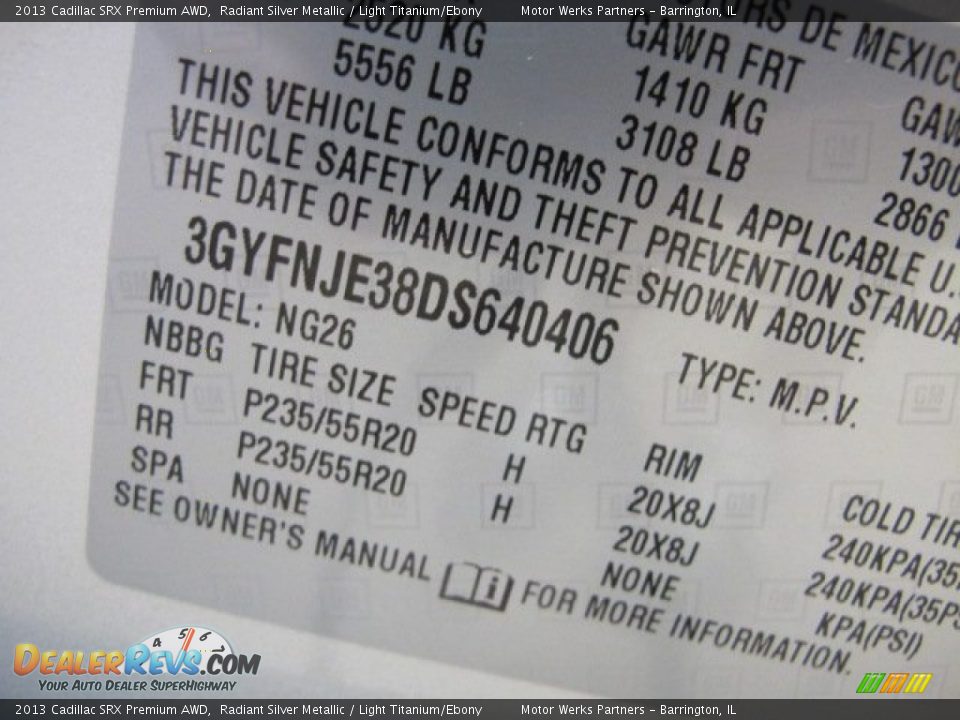 2013 Cadillac SRX Premium AWD Radiant Silver Metallic / Light Titanium/Ebony Photo #27