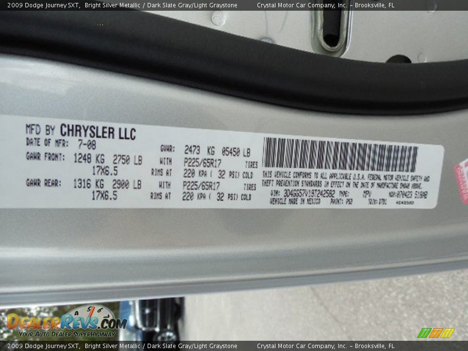 2009 Dodge Journey SXT Bright Silver Metallic / Dark Slate Gray/Light Graystone Photo #24