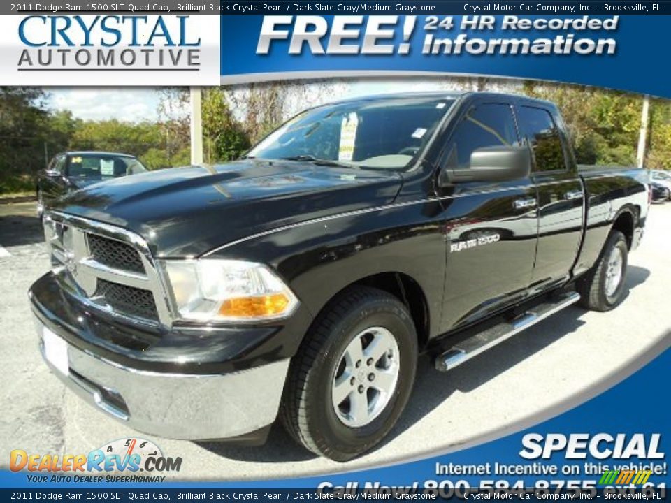 2011 Dodge Ram 1500 SLT Quad Cab Brilliant Black Crystal Pearl / Dark Slate Gray/Medium Graystone Photo #1