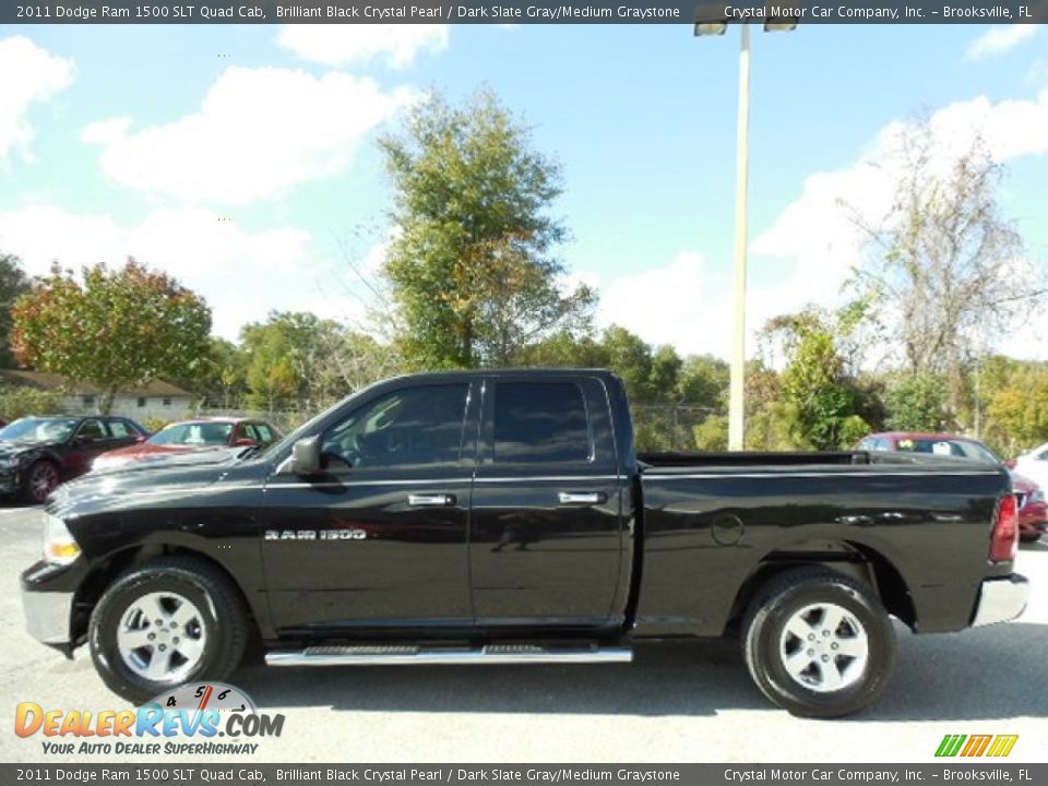 2011 Dodge Ram 1500 SLT Quad Cab Brilliant Black Crystal Pearl / Dark Slate Gray/Medium Graystone Photo #2