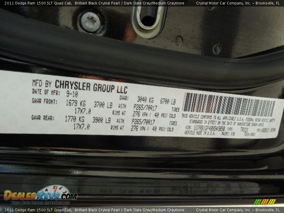 2011 Dodge Ram 1500 SLT Quad Cab Brilliant Black Crystal Pearl / Dark Slate Gray/Medium Graystone Photo #22