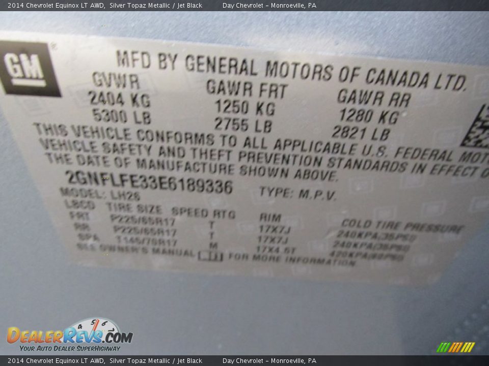 2014 Chevrolet Equinox LT AWD Silver Topaz Metallic / Jet Black Photo #19