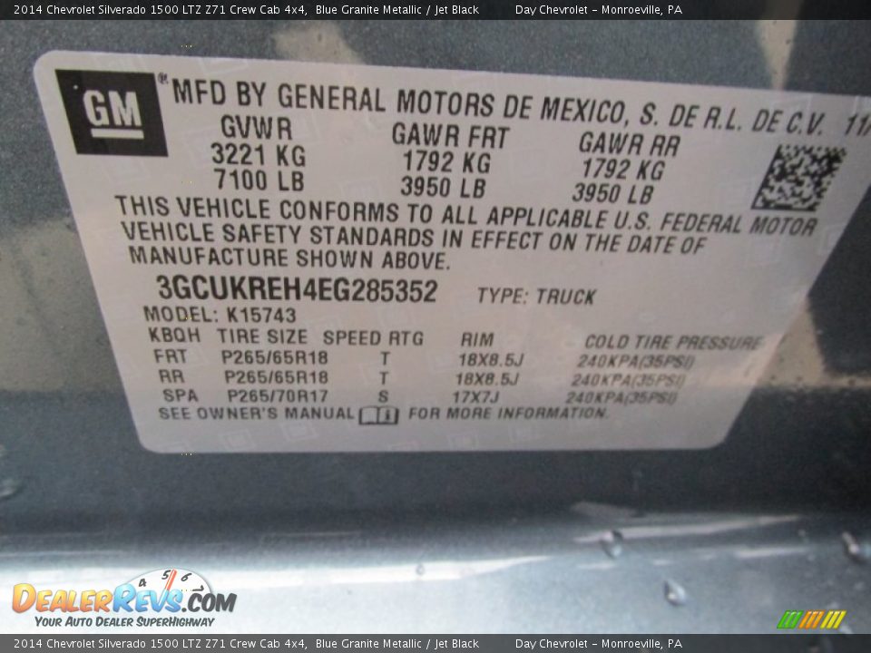 2014 Chevrolet Silverado 1500 LTZ Z71 Crew Cab 4x4 Blue Granite Metallic / Jet Black Photo #19