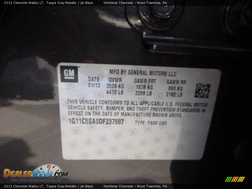 2013 Chevrolet Malibu LT Taupe Gray Metallic / Jet Black Photo #20