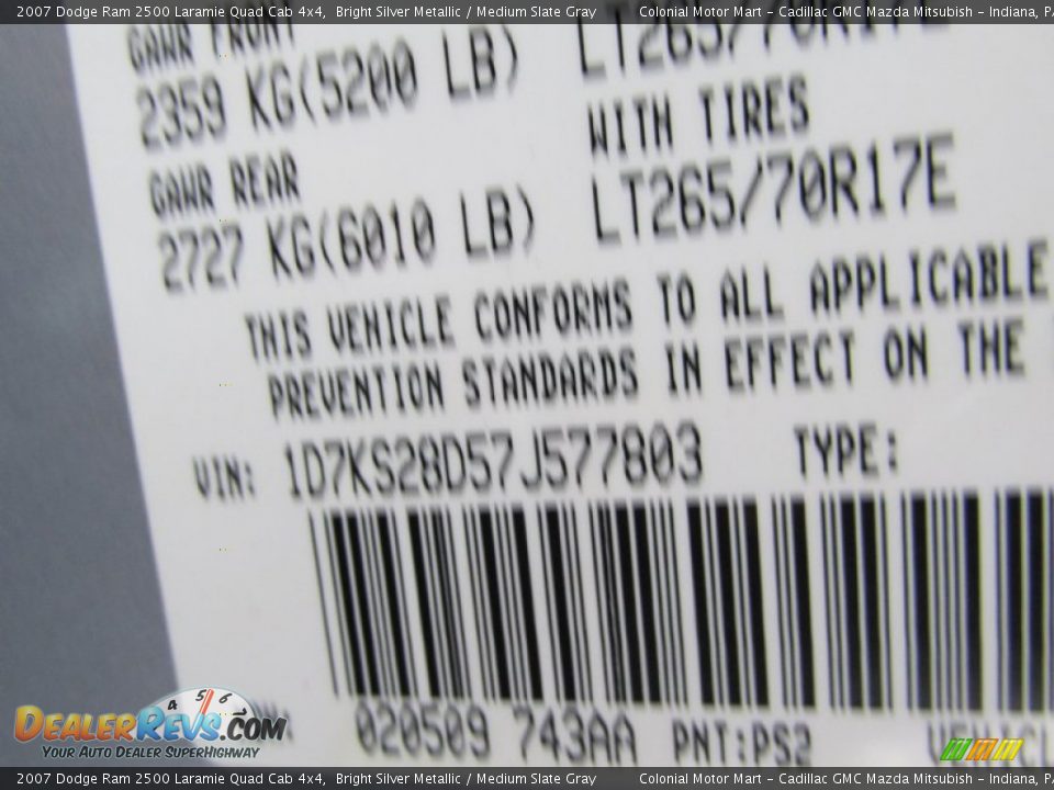 2007 Dodge Ram 2500 Laramie Quad Cab 4x4 Bright Silver Metallic / Medium Slate Gray Photo #19