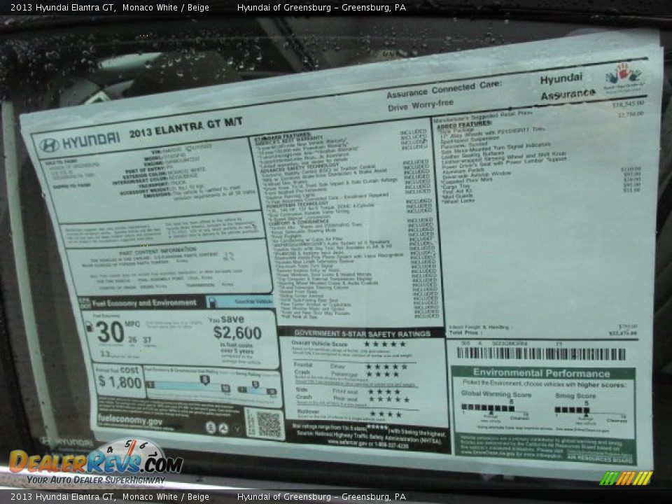 2013 Hyundai Elantra GT Monaco White / Beige Photo #8