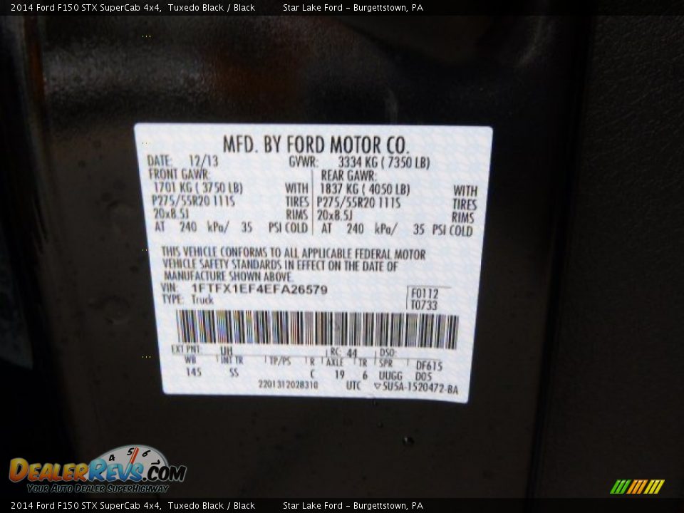 2014 Ford F150 STX SuperCab 4x4 Tuxedo Black / Black Photo #20