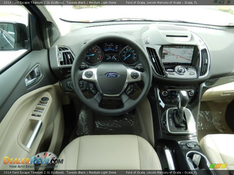 2014 Ford Escape Titanium 2.0L EcoBoost Tuxedo Black / Medium Light Stone Photo #8