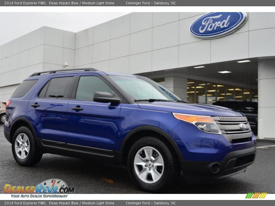 2014 Ford Explorer FWD Deep Impact Blue / Medium Light Stone Photo #1