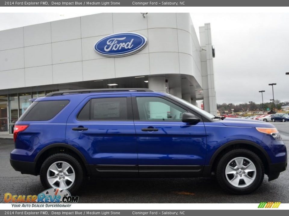 2014 Ford Explorer FWD Deep Impact Blue / Medium Light Stone Photo #2