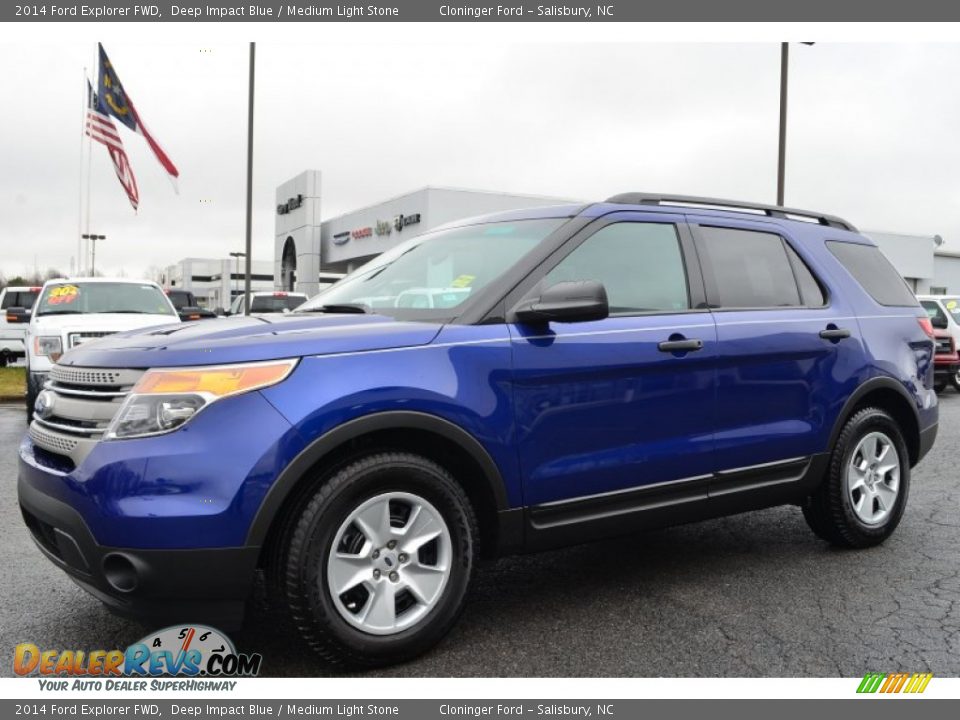 2014 Ford Explorer FWD Deep Impact Blue / Medium Light Stone Photo #3