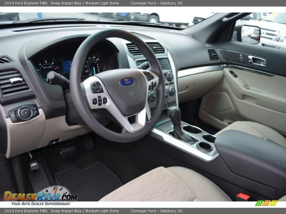 2014 Ford Explorer FWD Deep Impact Blue / Medium Light Stone Photo #6
