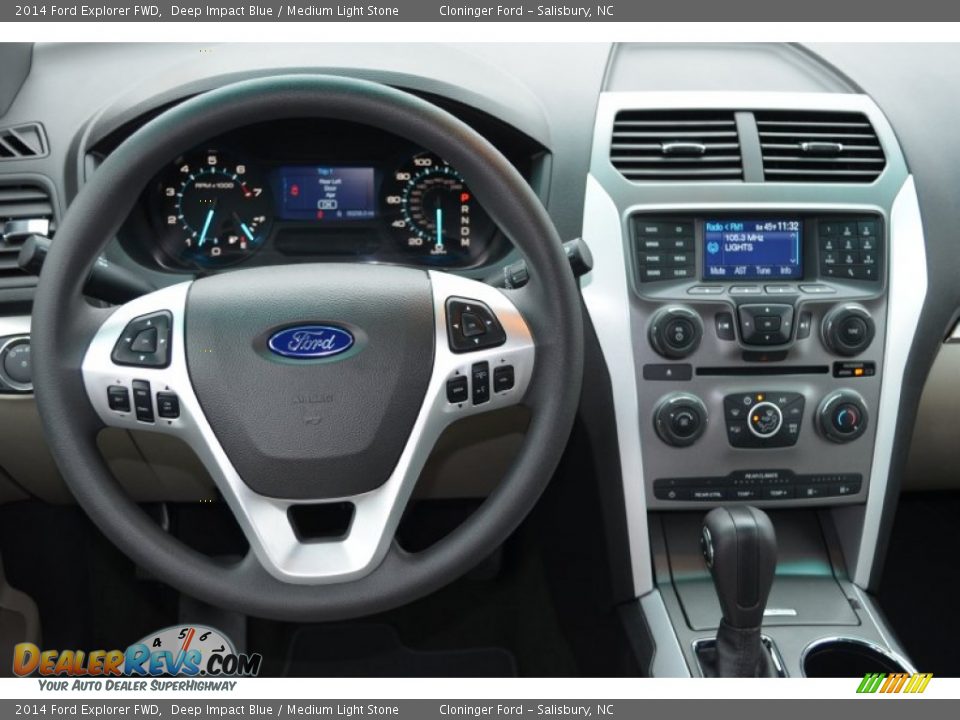 2014 Ford Explorer FWD Deep Impact Blue / Medium Light Stone Photo #14
