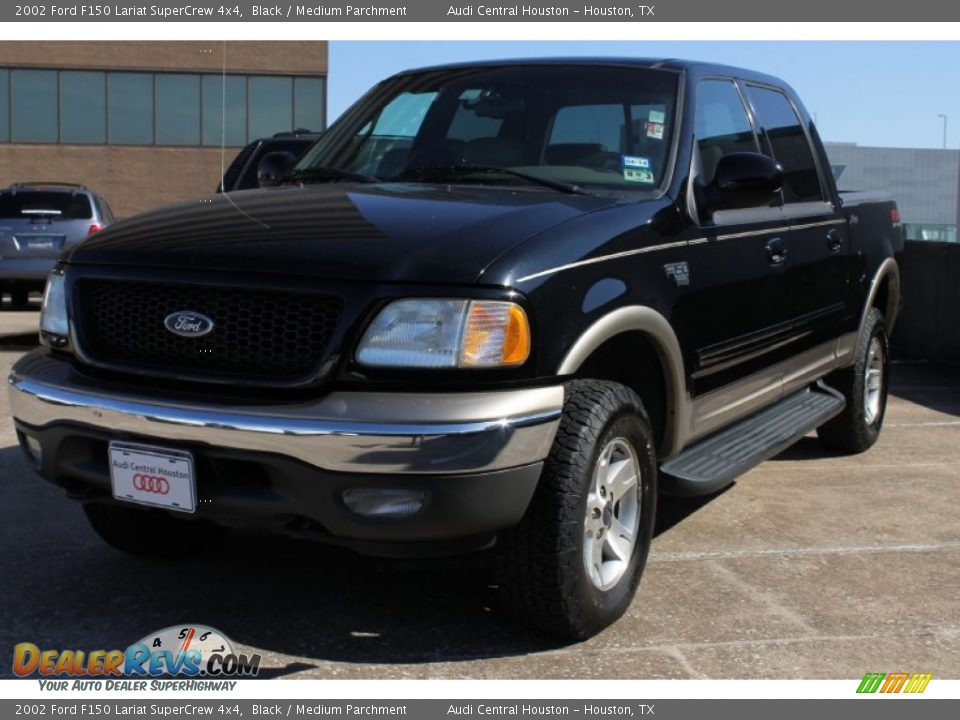 2002 Ford F150 Lariat SuperCrew 4x4 Black / Medium Parchment Photo #3