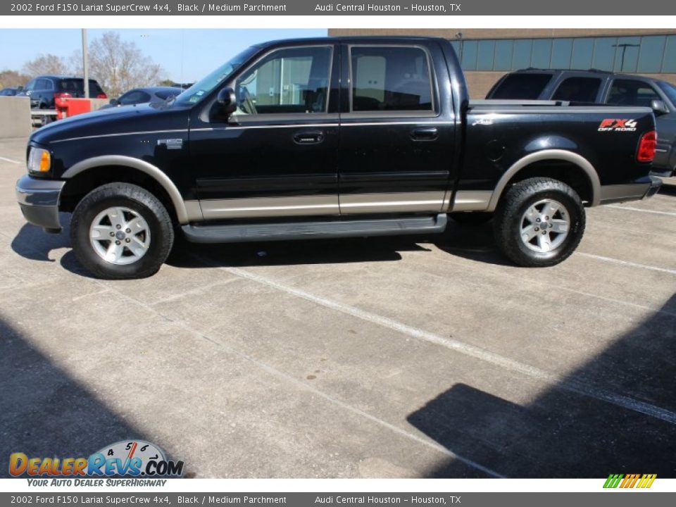 2002 Ford F150 Lariat SuperCrew 4x4 Black / Medium Parchment Photo #5