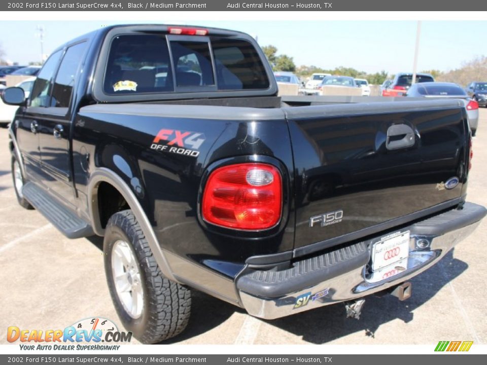 2002 Ford F150 Lariat SuperCrew 4x4 Black / Medium Parchment Photo #7
