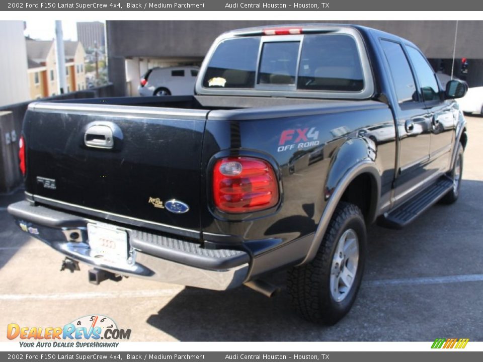 2002 Ford F150 Lariat SuperCrew 4x4 Black / Medium Parchment Photo #9