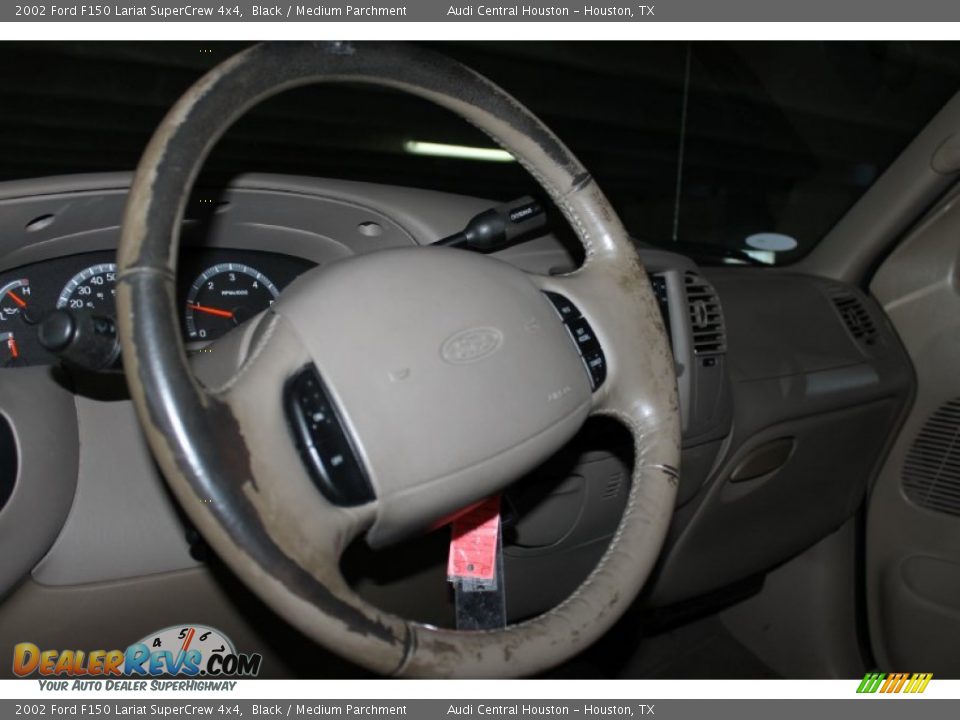 2002 Ford F150 Lariat SuperCrew 4x4 Black / Medium Parchment Photo #15
