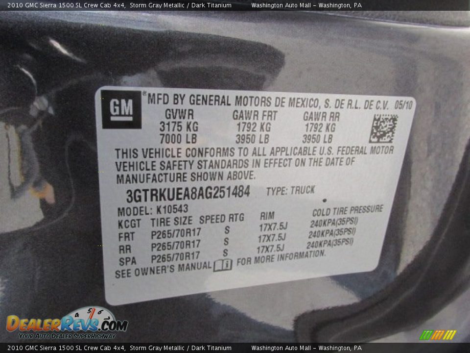 2010 GMC Sierra 1500 SL Crew Cab 4x4 Storm Gray Metallic / Dark Titanium Photo #19