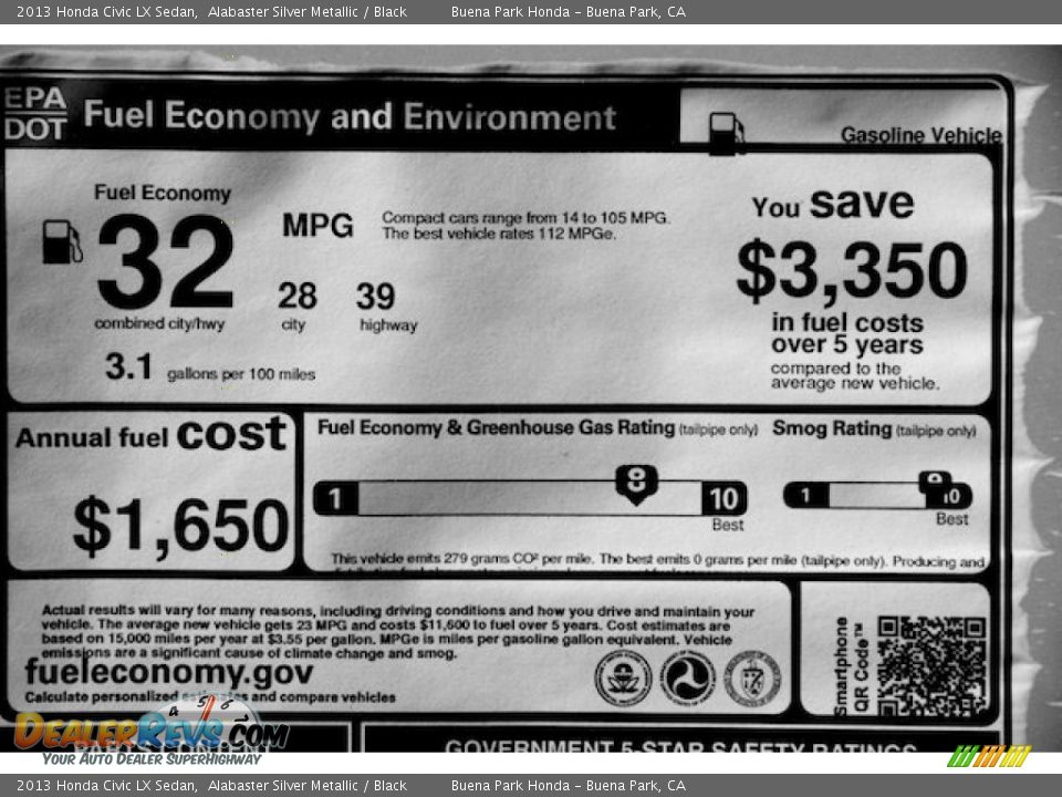 2013 Honda Civic LX Sedan Alabaster Silver Metallic / Black Photo #16