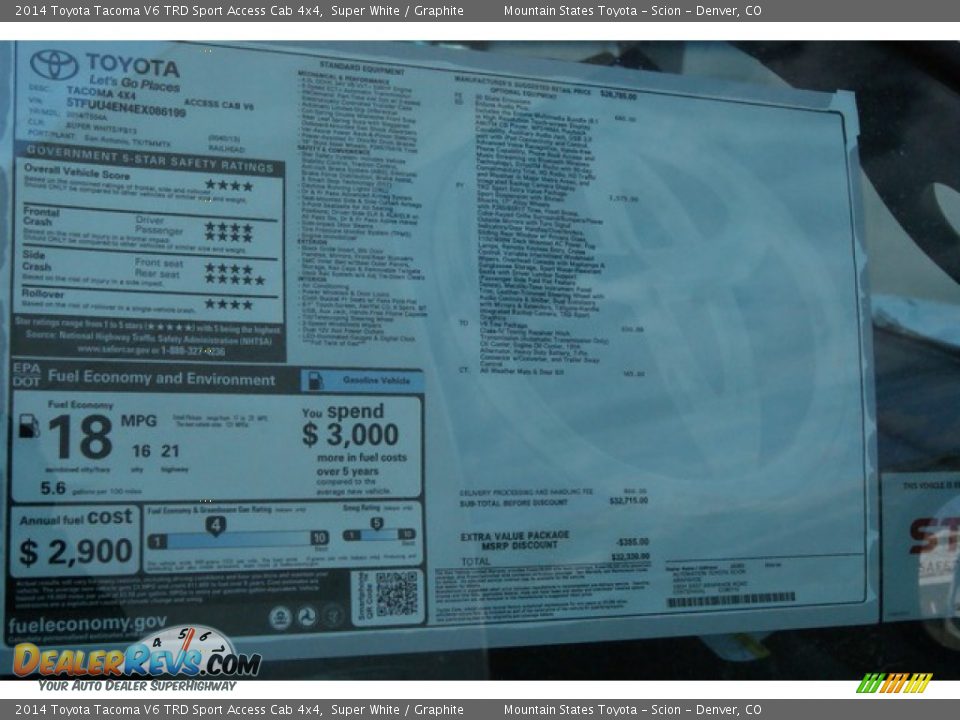 2014 Toyota Tacoma V6 TRD Sport Access Cab 4x4 Super White / Graphite Photo #11