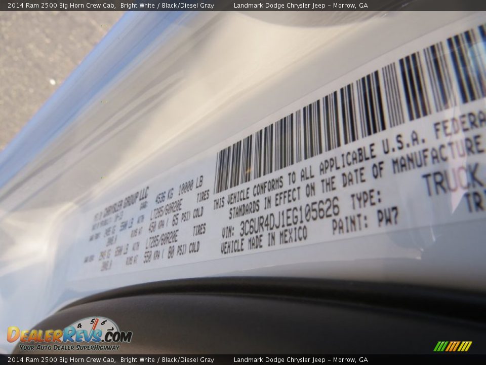 2014 Ram 2500 Big Horn Crew Cab Bright White / Black/Diesel Gray Photo #10