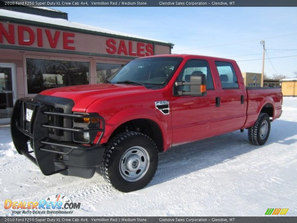 2010 Ford F250 Super Duty XL Crew Cab 4x4 Vermillion Red / Medium Stone Photo #1
