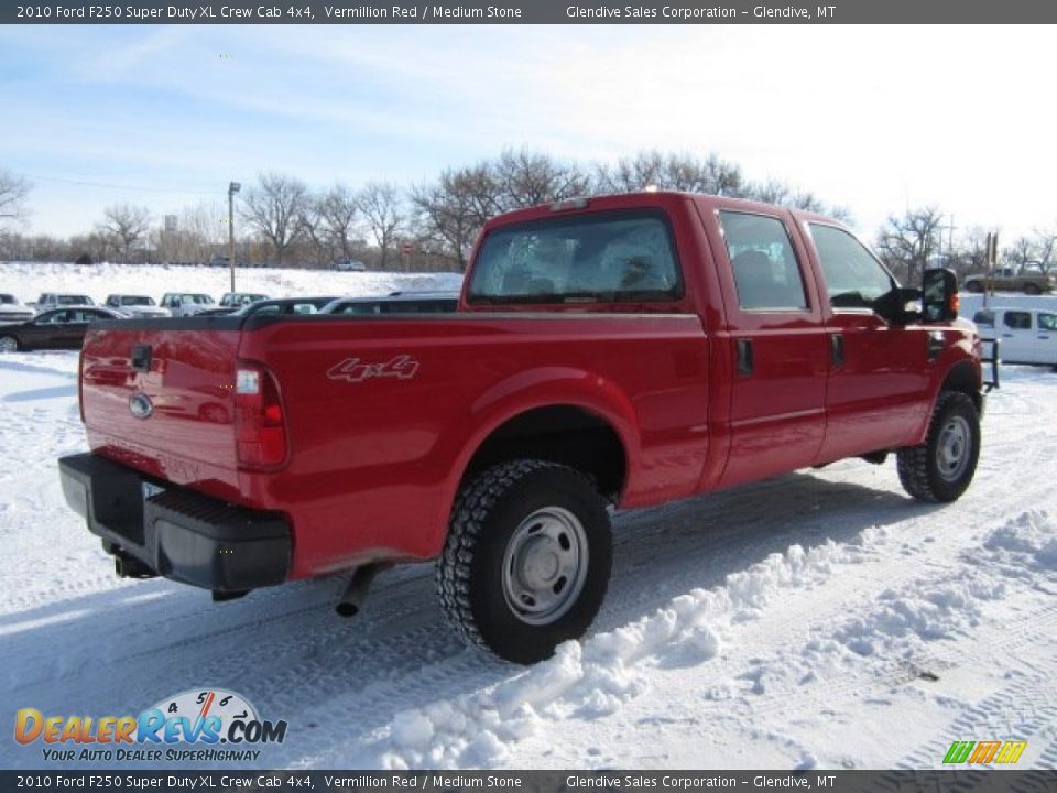 2010 Ford F250 Super Duty XL Crew Cab 4x4 Vermillion Red / Medium Stone Photo #3
