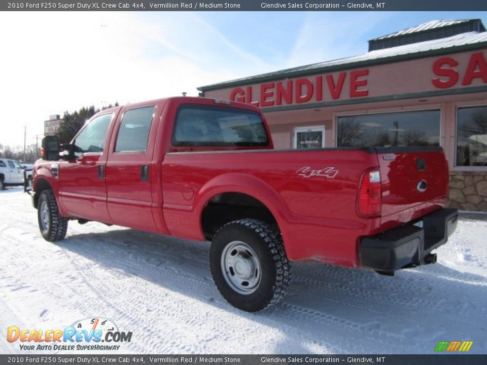 2010 Ford F250 Super Duty XL Crew Cab 4x4 Vermillion Red / Medium Stone Photo #4