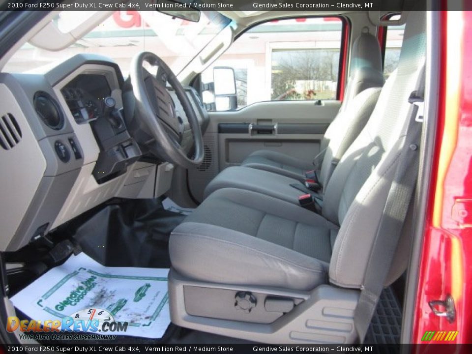 2010 Ford F250 Super Duty XL Crew Cab 4x4 Vermillion Red / Medium Stone Photo #5