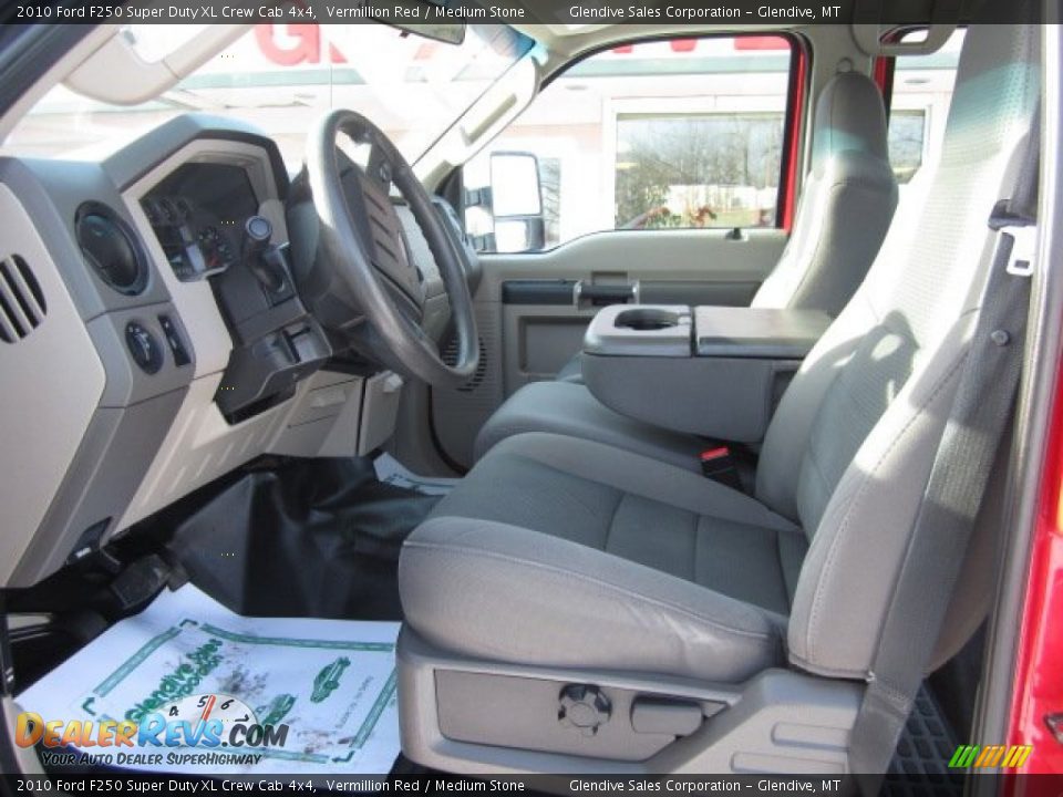 2010 Ford F250 Super Duty XL Crew Cab 4x4 Vermillion Red / Medium Stone Photo #6