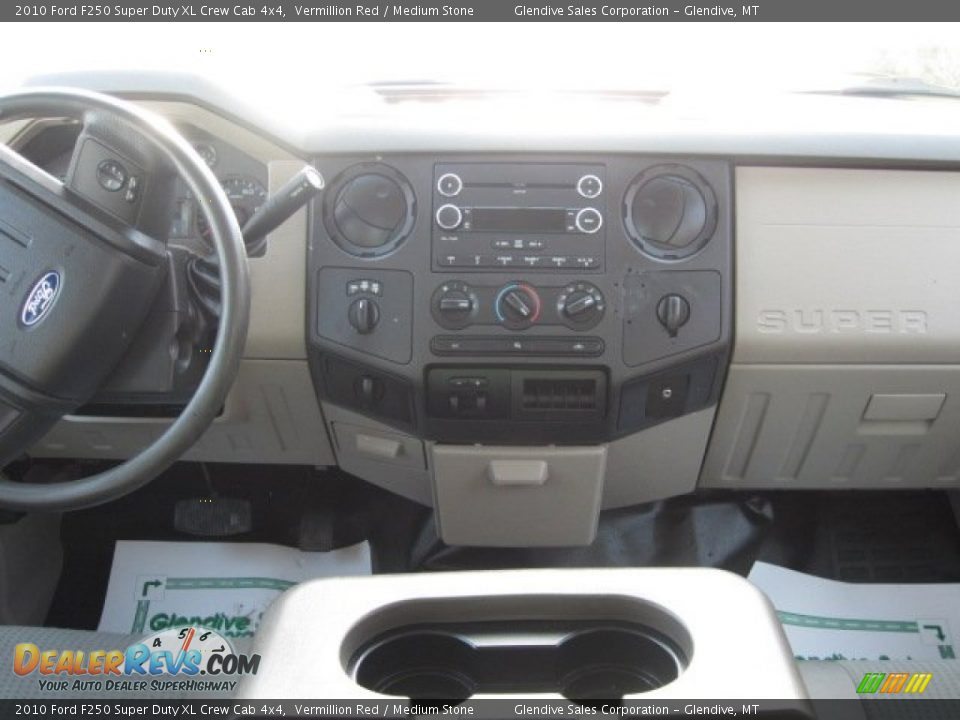 2010 Ford F250 Super Duty XL Crew Cab 4x4 Vermillion Red / Medium Stone Photo #8