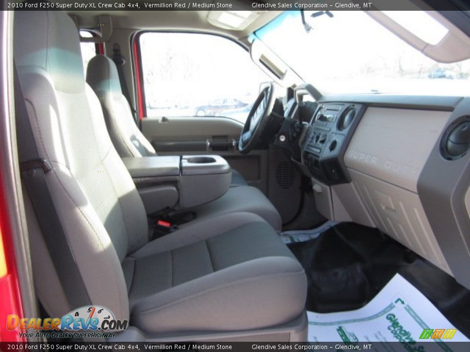 2010 Ford F250 Super Duty XL Crew Cab 4x4 Vermillion Red / Medium Stone Photo #12