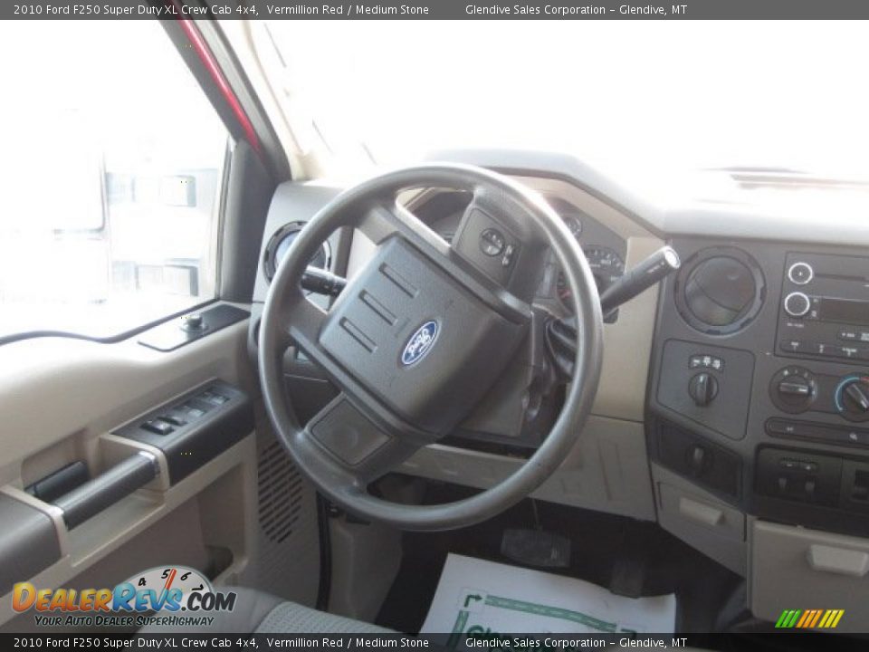 2010 Ford F250 Super Duty XL Crew Cab 4x4 Vermillion Red / Medium Stone Photo #15
