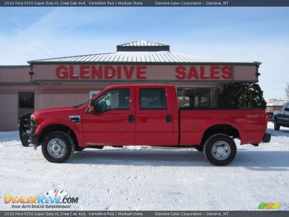 2010 Ford F250 Super Duty XL Crew Cab 4x4 Vermillion Red / Medium Stone Photo #18