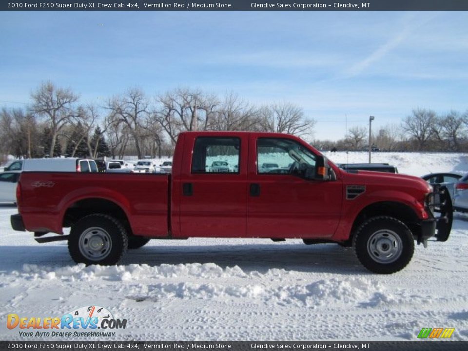 2010 Ford F250 Super Duty XL Crew Cab 4x4 Vermillion Red / Medium Stone Photo #19