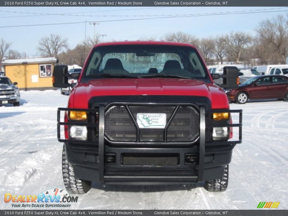 2010 Ford F250 Super Duty XL Crew Cab 4x4 Vermillion Red / Medium Stone Photo #20