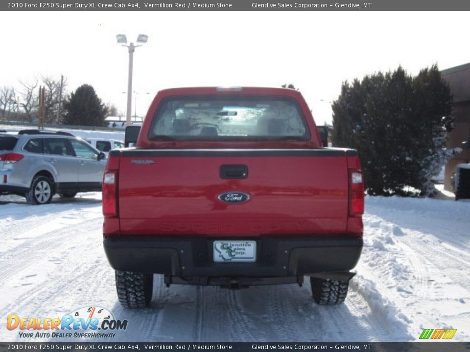 2010 Ford F250 Super Duty XL Crew Cab 4x4 Vermillion Red / Medium Stone Photo #21