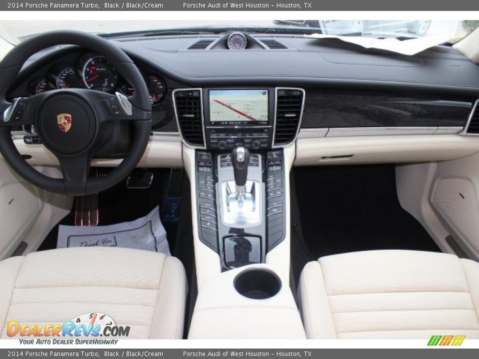 2014 Porsche Panamera Turbo Black / Black/Cream Photo #35