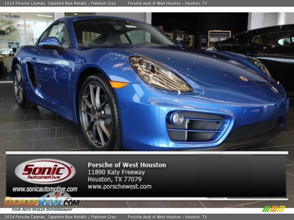 2014 Porsche Cayman Sapphire Blue Metallic / Platinum Grey Photo #1
